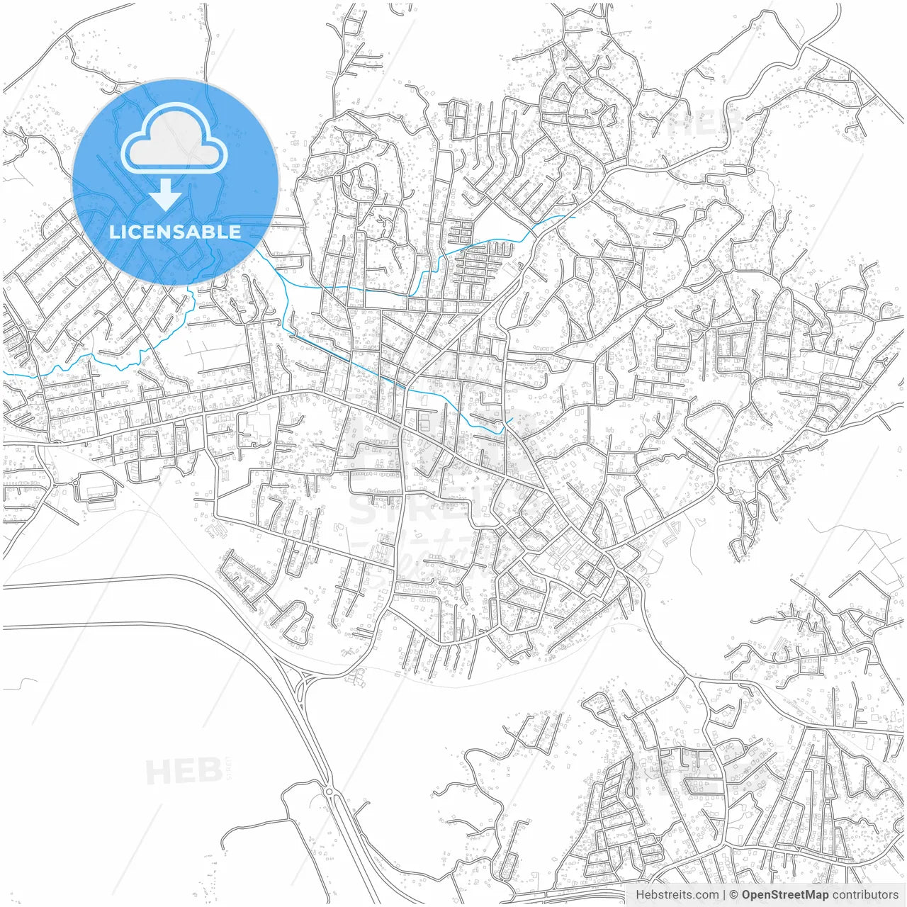 May Pen, Manchester, Jamaica, city map with high resolution roads.