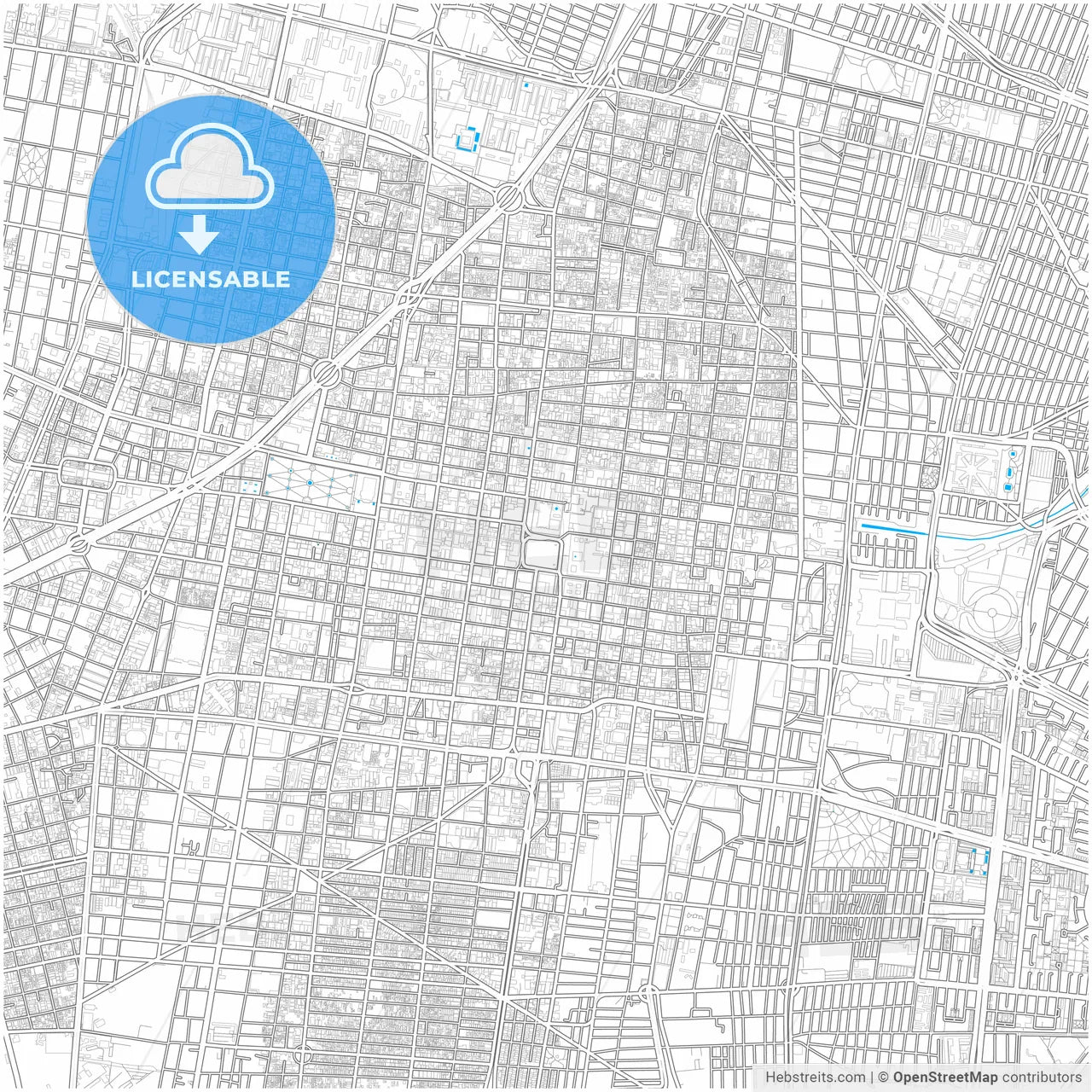 Mexico City, Mexico City, Mexico, city map with high resolution roads.
