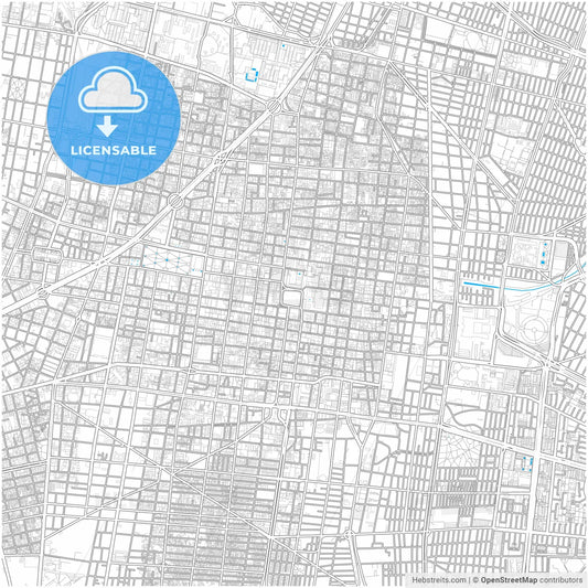 Mexico City, Mexico City, Mexico, city map with high resolution roads.