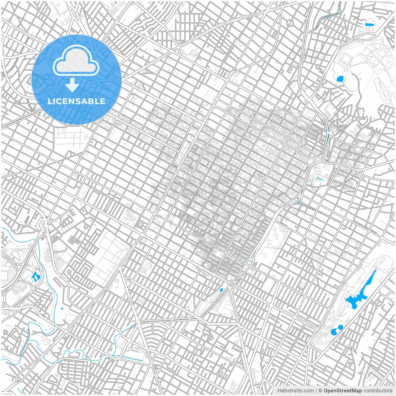 Puebla, Puebla, Mexico, city map with high resolution roads.