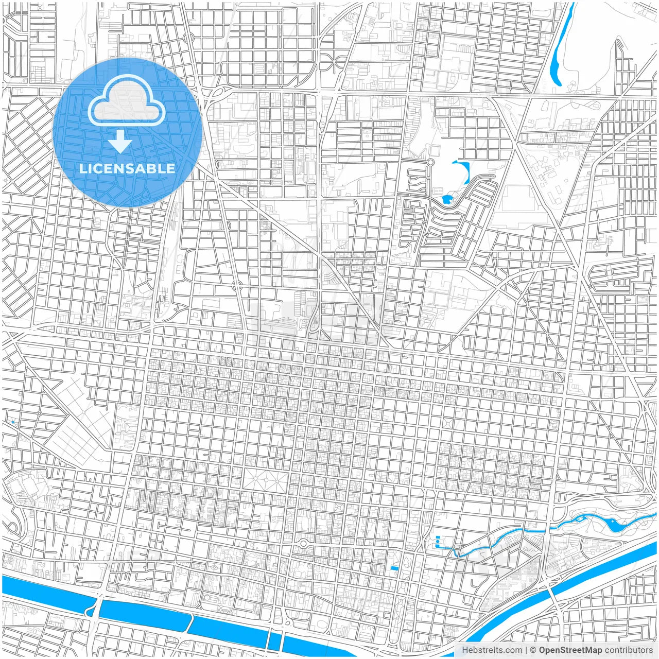 Monterrey, Nuevo León, Mexico, city map with high resolution roads.