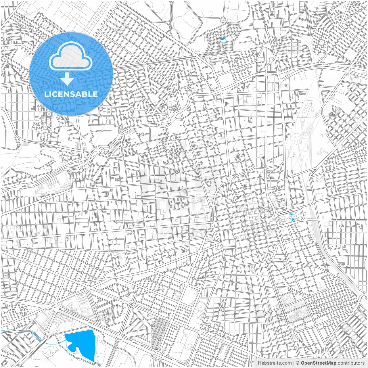 San Luis Potosí, San Luis Potosí, Mexico, city map with high resolution roads.