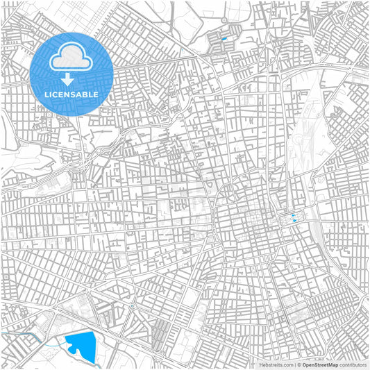 San Luis Potosí, San Luis Potosí, Mexico, city map with high resolution roads.