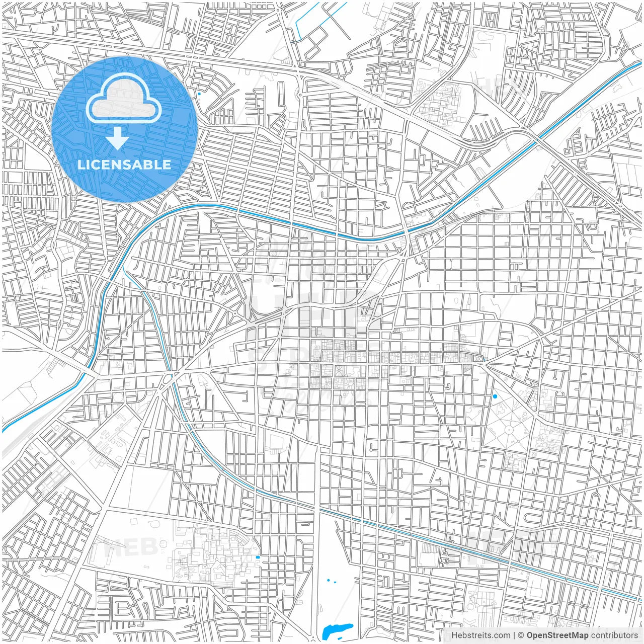 Morelia, Michoacán, Mexico, city map with high resolution roads.