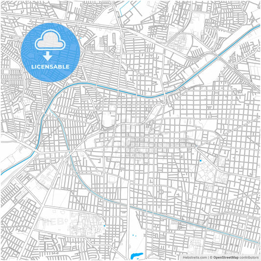Morelia, Michoacán, Mexico, city map with high resolution roads.