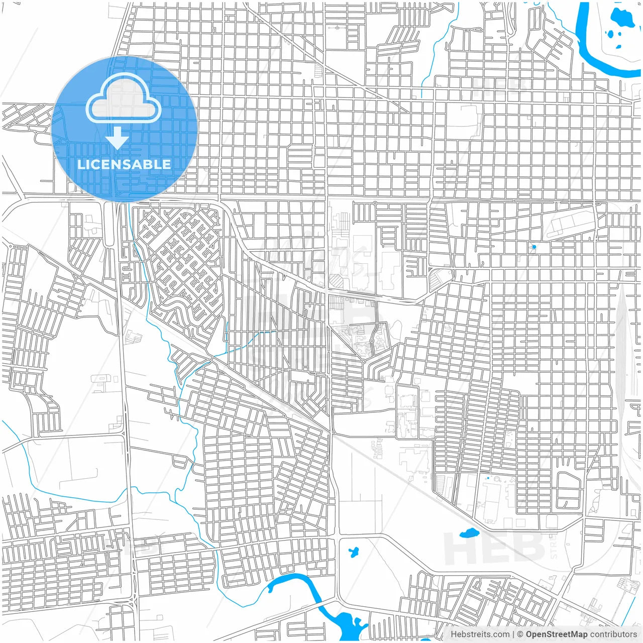 Nuevo Laredo, Tamaulipas, Mexico, city map with high resolution roads.