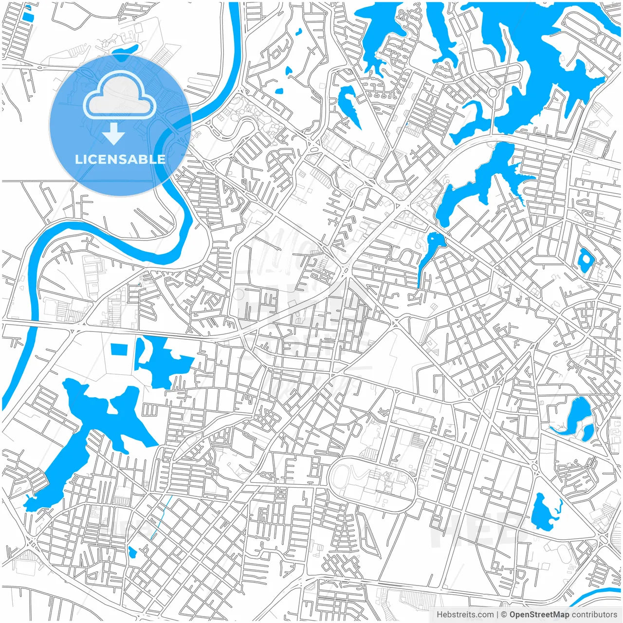 Villahermosa, Tabasco, Mexico, city map with high resolution roads.