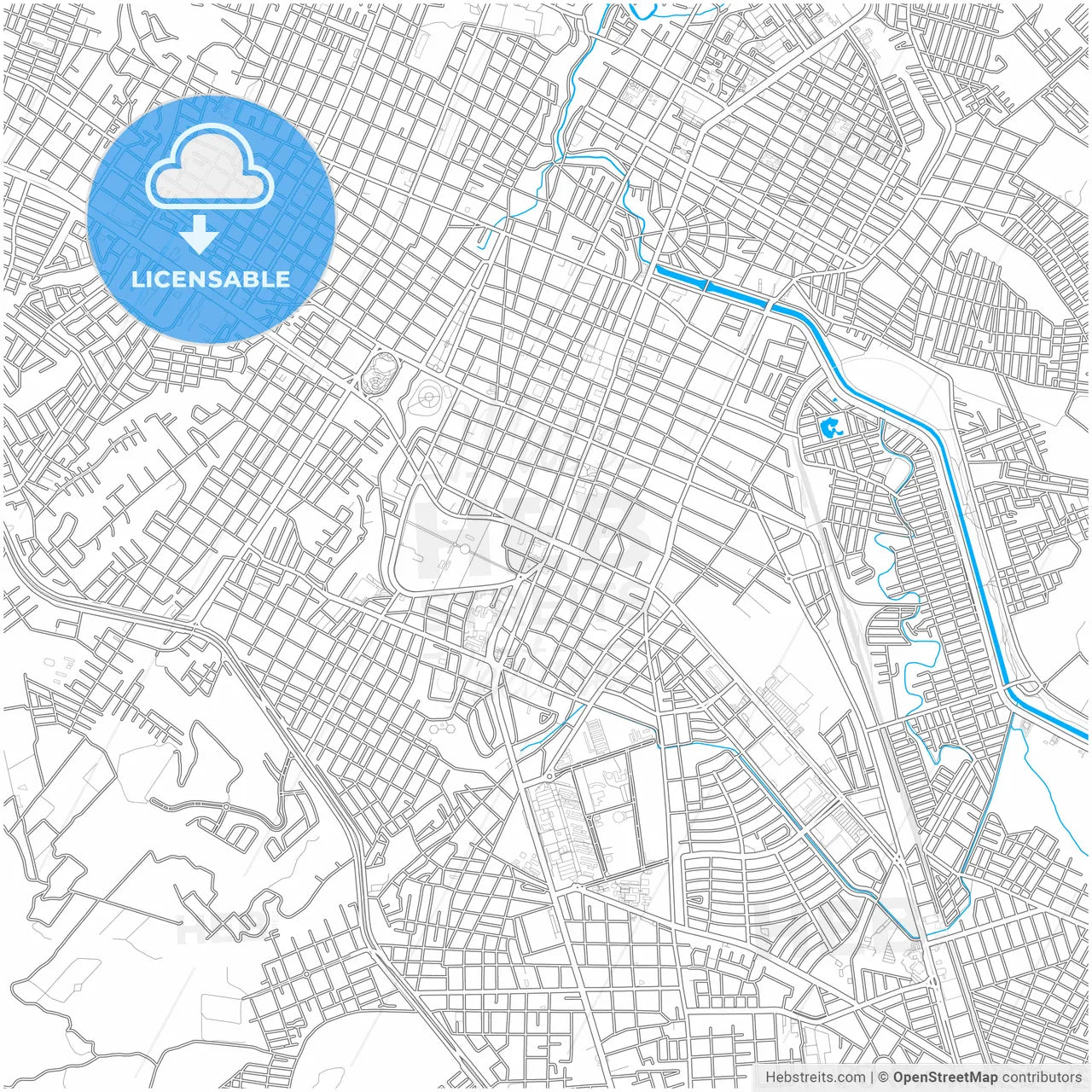 Tepic, Nayarit, Mexico, city map with high resolution roads.