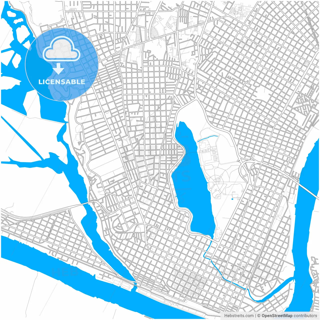Tampico, Tamaulipas, Mexico, city map with high resolution roads.