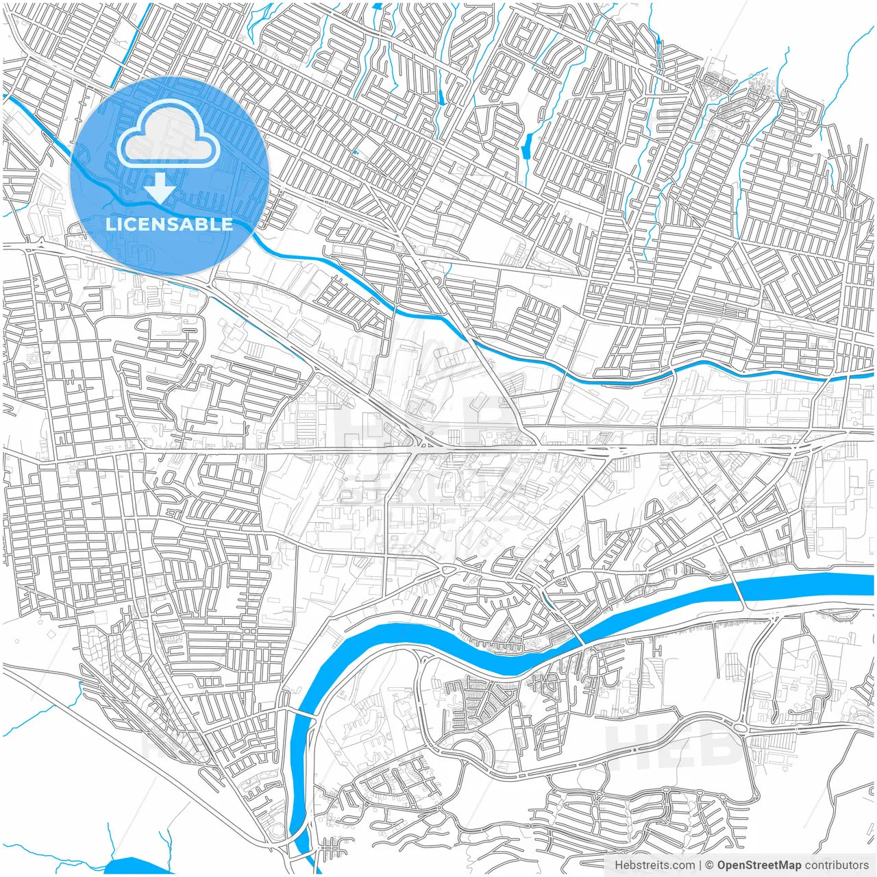 Santa Catarina, Nuevo León, Mexico, city map with high resolution roads.