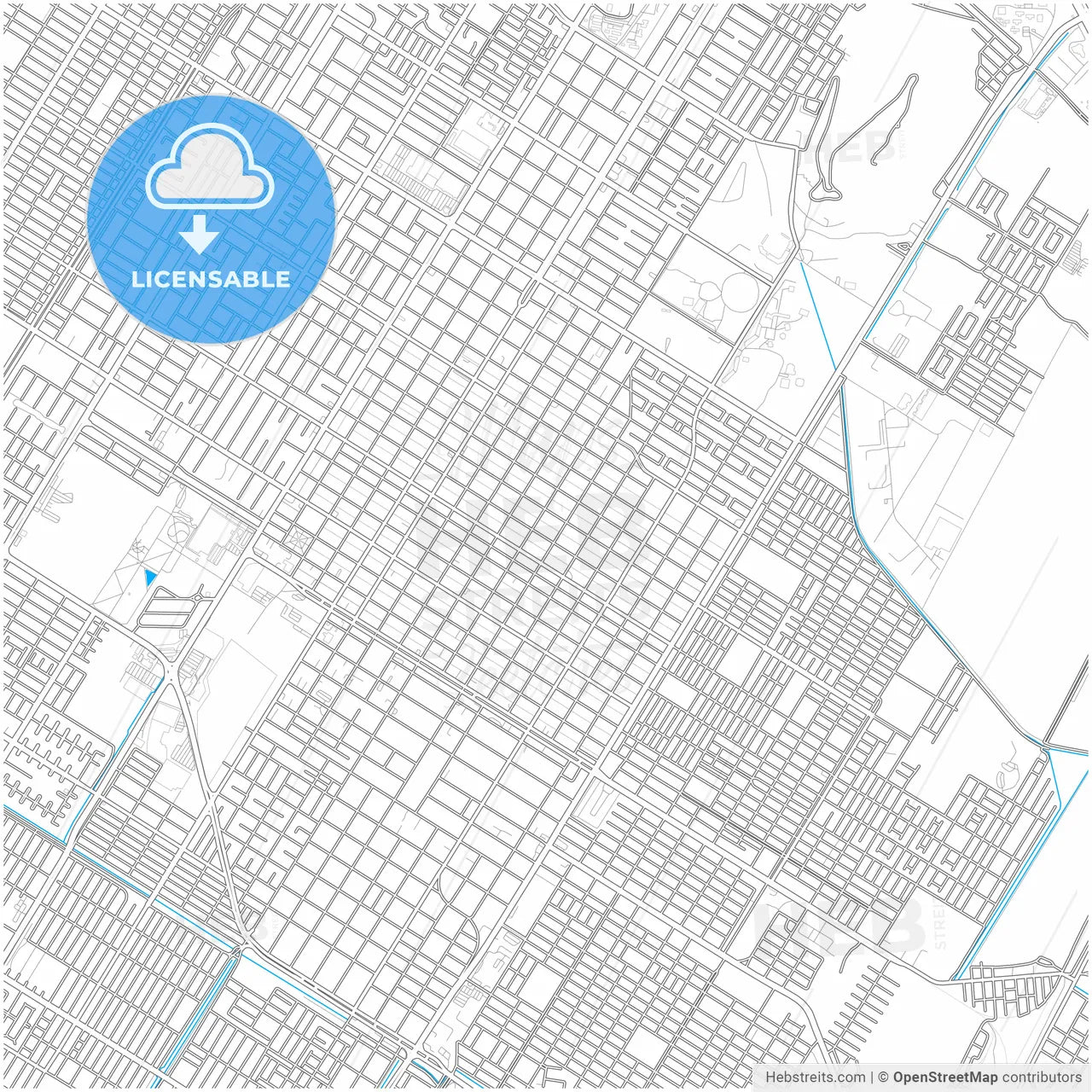 Los Mochis, Sinaloa, Mexico, city map with high resolution roads.