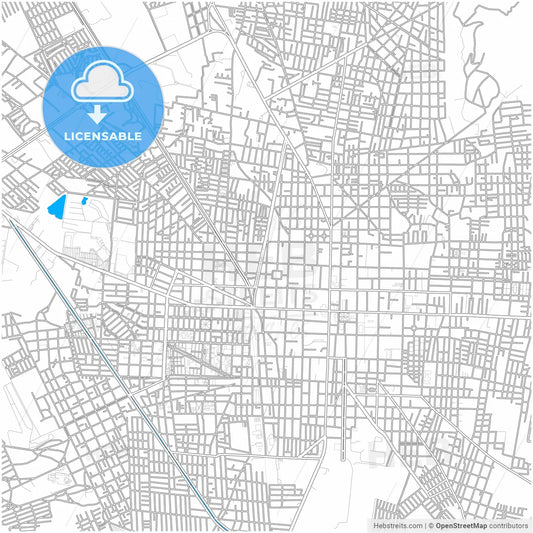 Tehuacán, Puebla, Mexico, city map with high resolution roads.