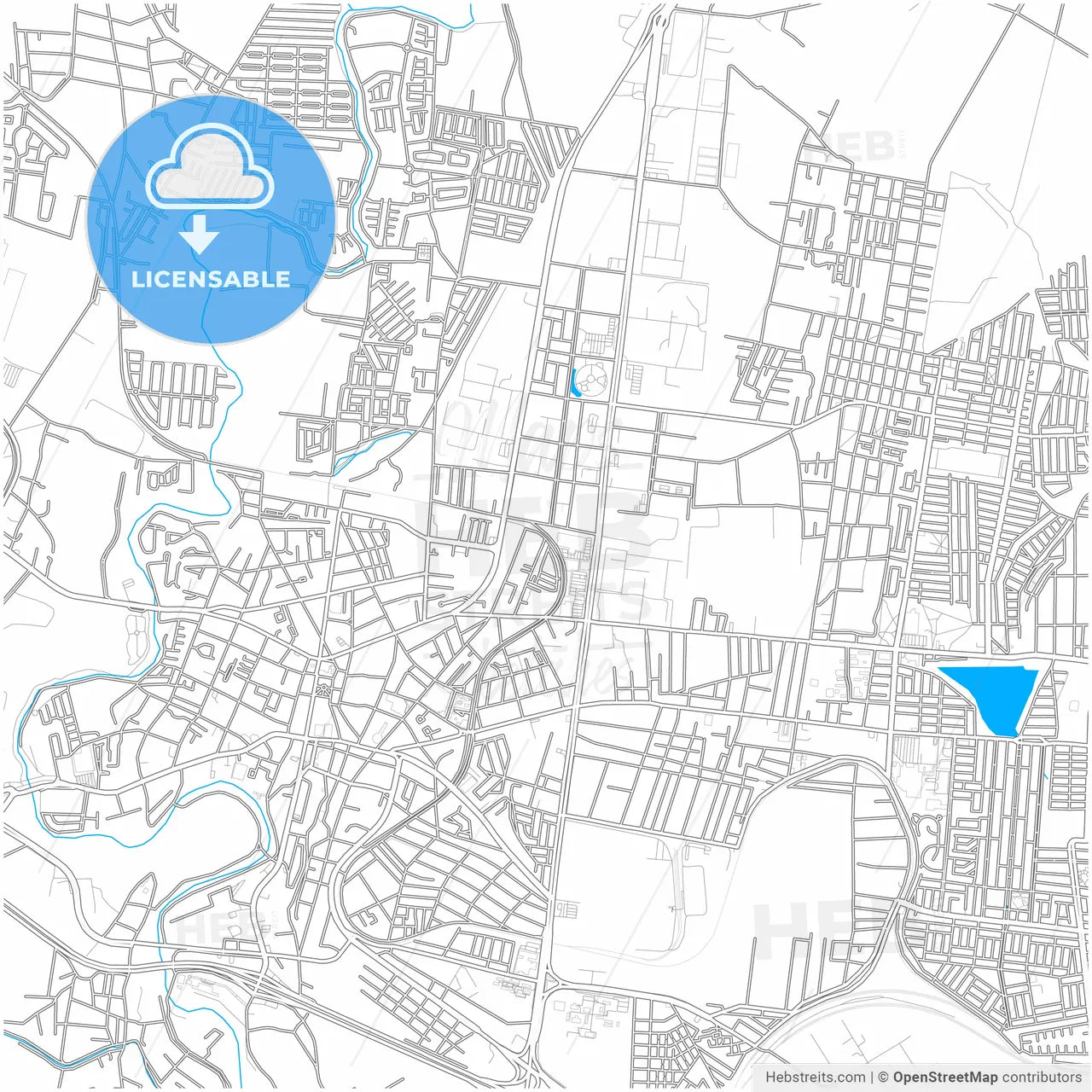 San Juan del Río, Querétaro, Mexico, city map with high resolution roads.