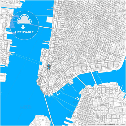 New York City, New York, United States, city map with high resolution roads.