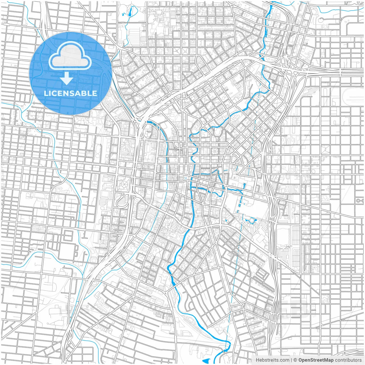 San Antonio, Texas, United States, city map with high resolution roads.