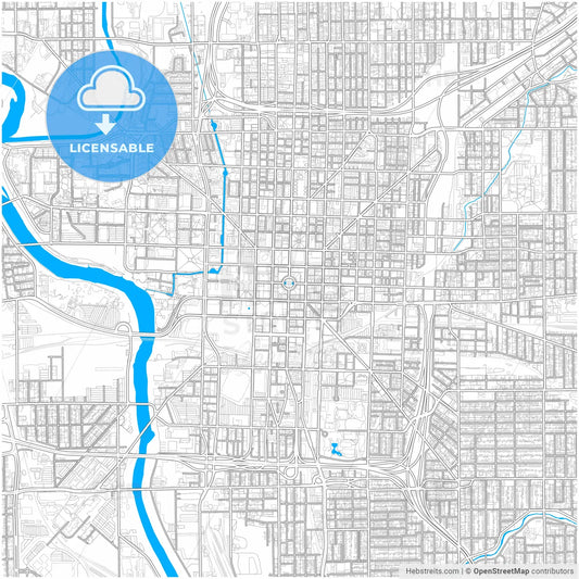 Indianapolis, Indiana, United States, city map with high resolution roads.