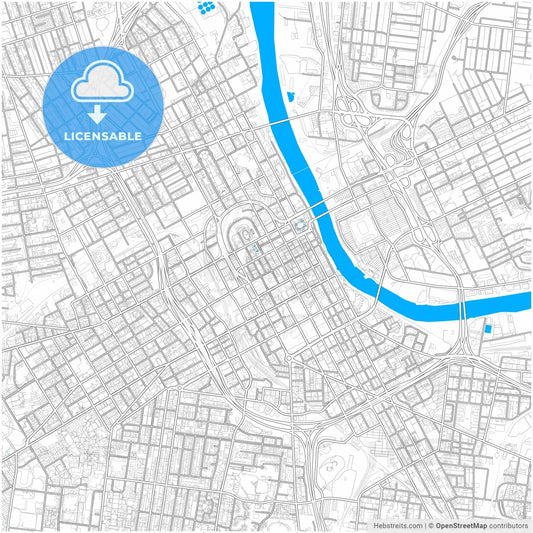 Nashville, Tennessee, United States, city map with high resolution roads.