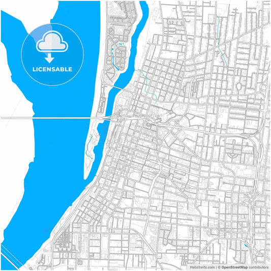 Memphis, Tennessee, United States, city map with high resolution roads.