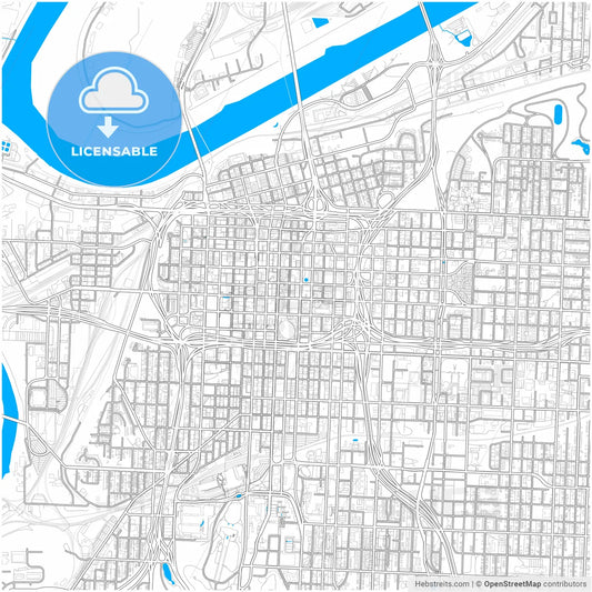 Kansas City, Missouri, United States, city map with high resolution roads.