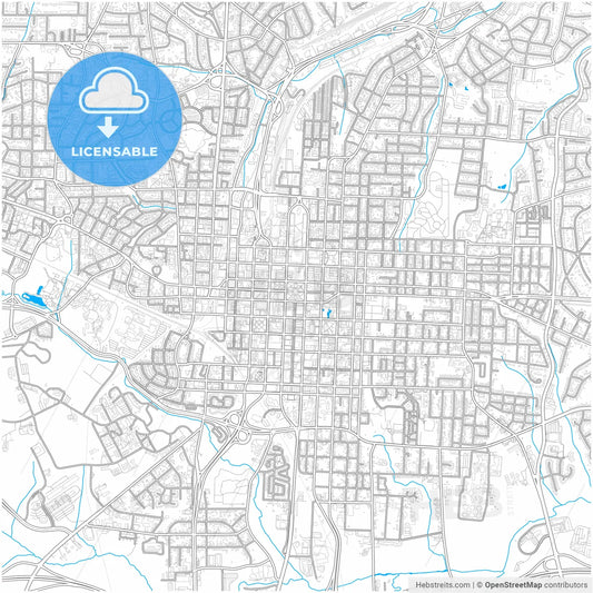 Raleigh, North Carolina, United States, city map with high resolution roads.