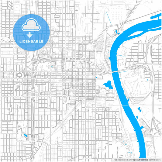 Omaha, Nebraska, United States, city map with high resolution roads.