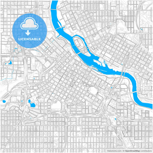 Minneapolis, Minnesota, United States, city map with high resolution roads.
