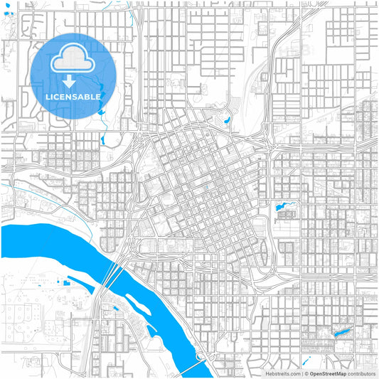 Tulsa, Oklahoma, United States, city map with high resolution roads.