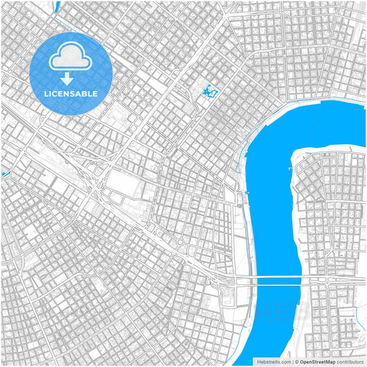 New Orleans, Louisiana, United States, city map with high resolution roads.