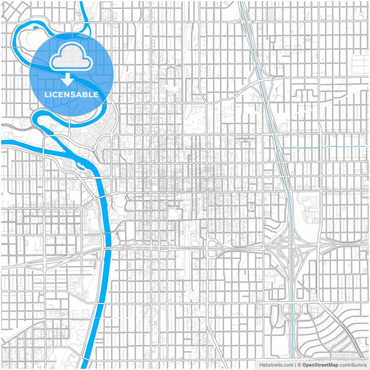 Wichita, Kansas, United States, city map with high resolution roads.