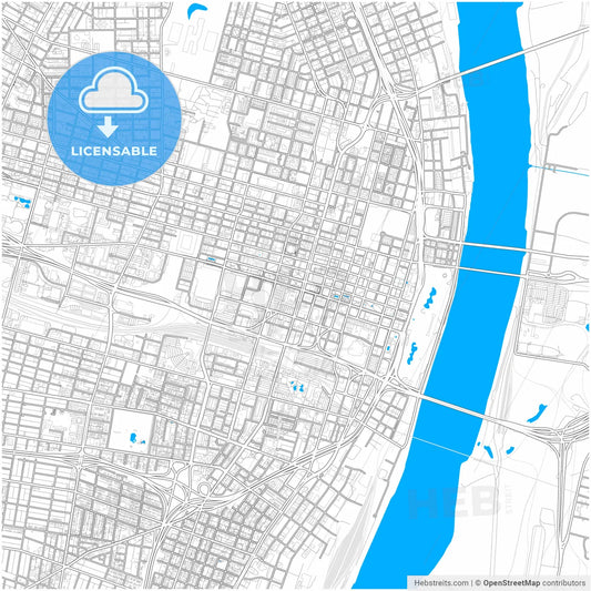 St. Louis, Missouri, United States, city map with high resolution roads.
