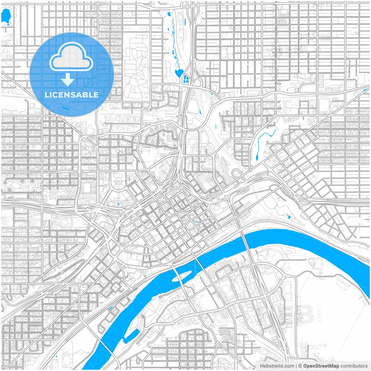 Saint Paul, Minnesota, United States, city map with high resolution roads.