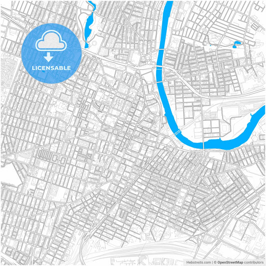 Newark, New Jersey, United States, city map with high resolution roads.