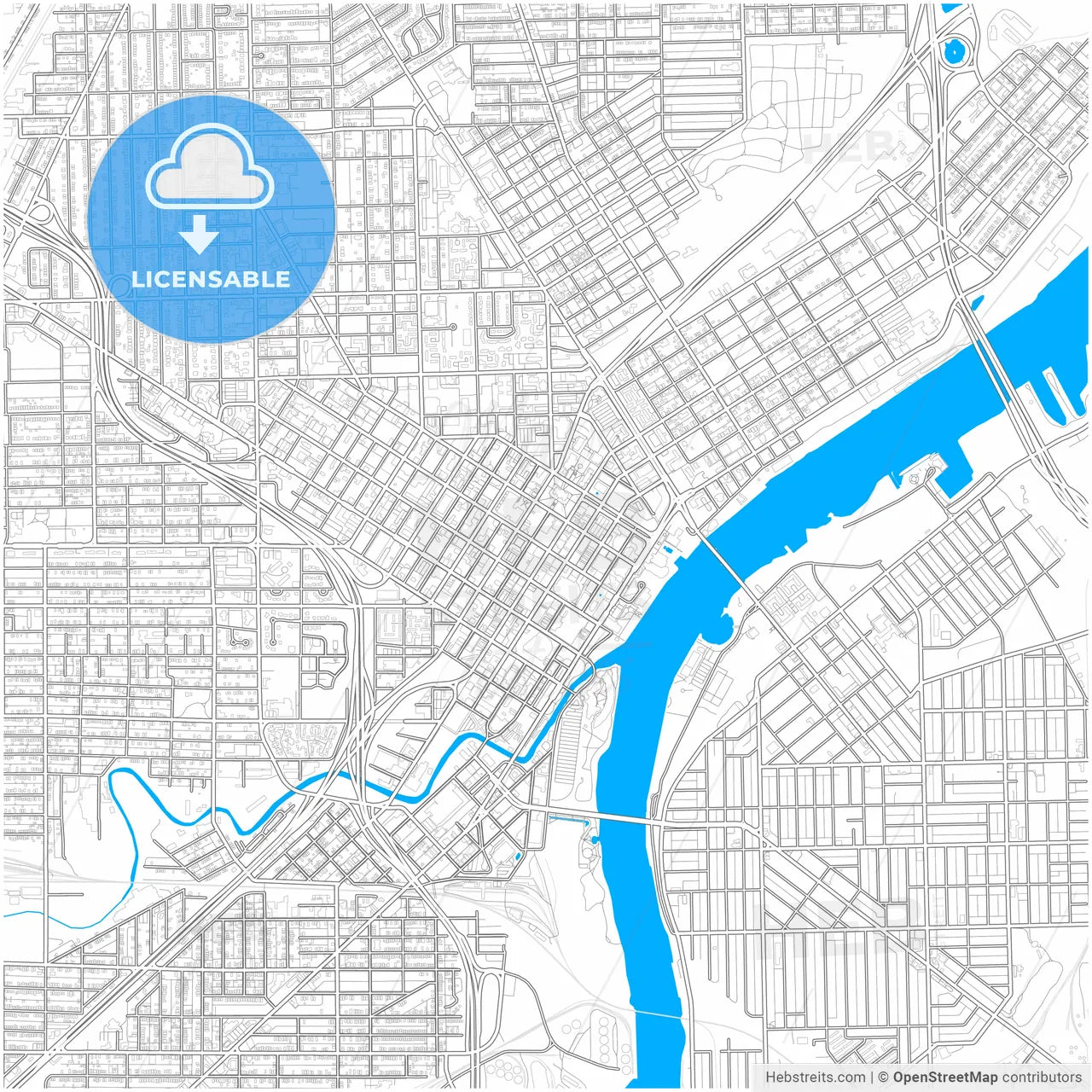 Toledo, Ohio, United States, city map with high resolution roads.