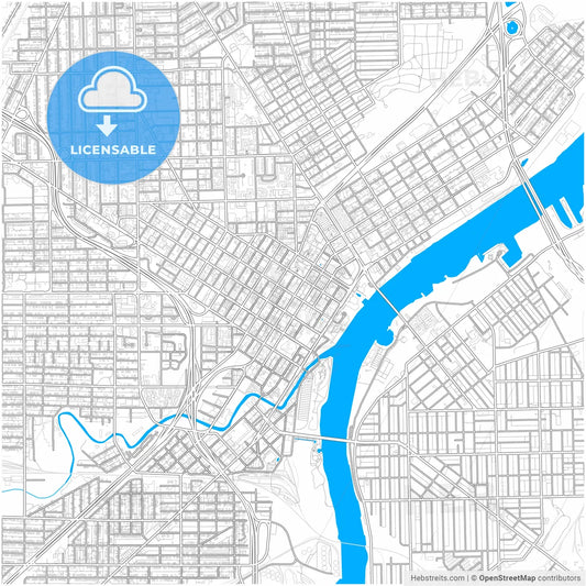 Toledo, Ohio, United States, city map with high resolution roads.