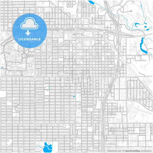 Lubbock, Texas, United States, city map with high resolution roads.