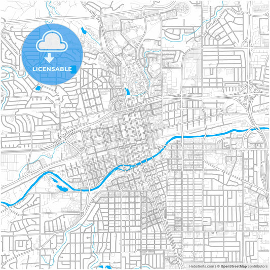 Reno, Nevada, United States, city map with high resolution roads.