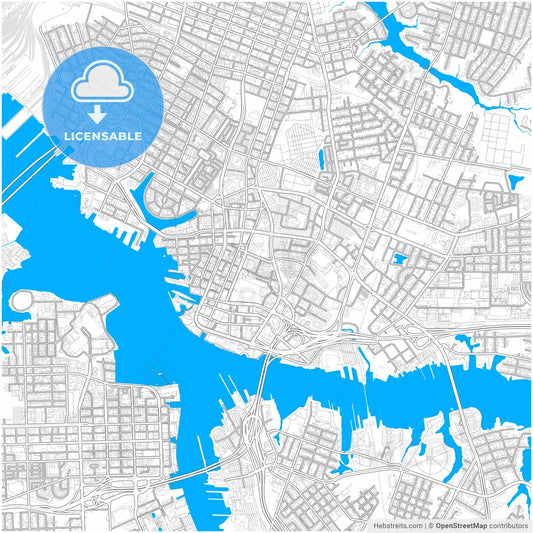 Norfolk, Virginia, United States, city map with high resolution roads.