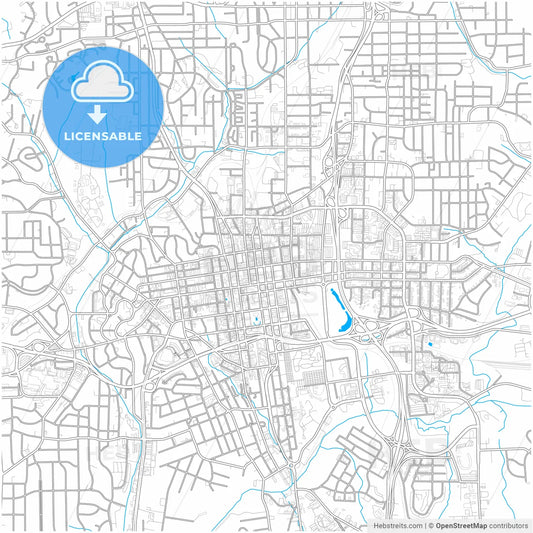 Winston–Salem, North Carolina, United States, city map with high resolution roads.