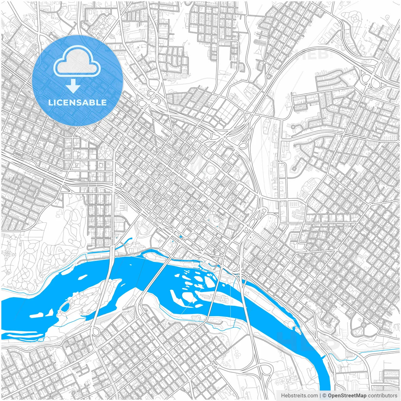 Richmond, Virginia, United States, city map with high resolution roads.