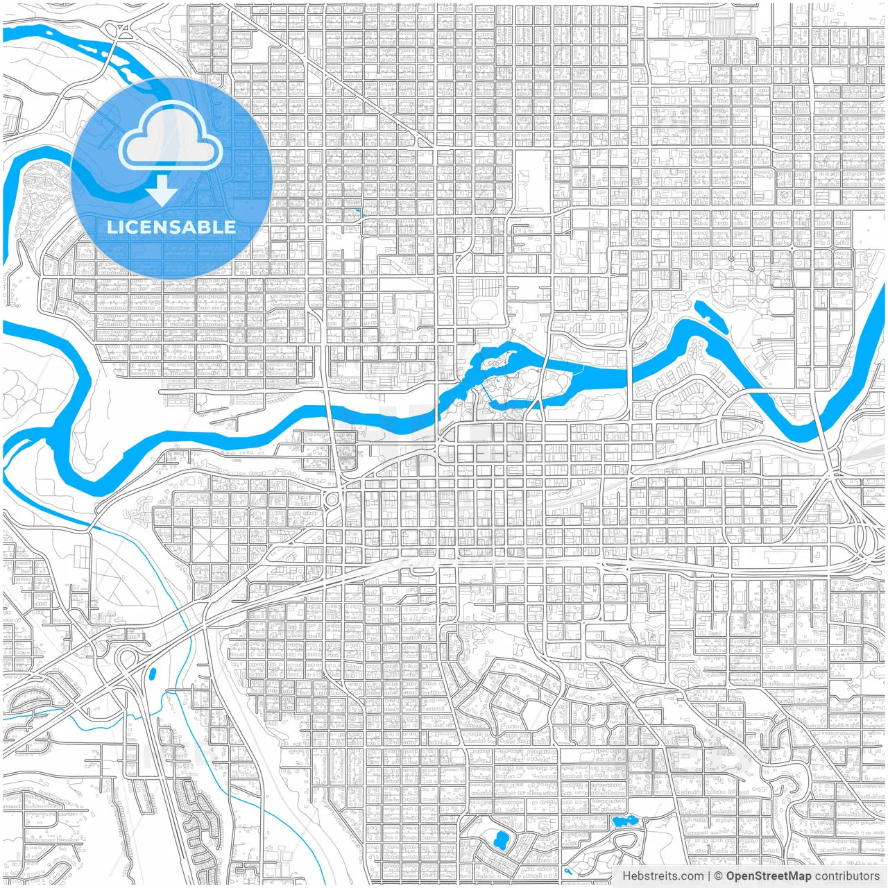 Spokane, Washington, United States, city map with high resolution roads.