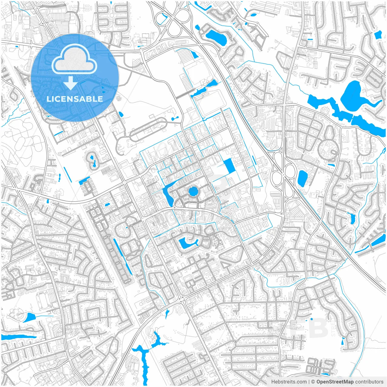 Newport News, Virginia, United States, city map with high resolution roads.