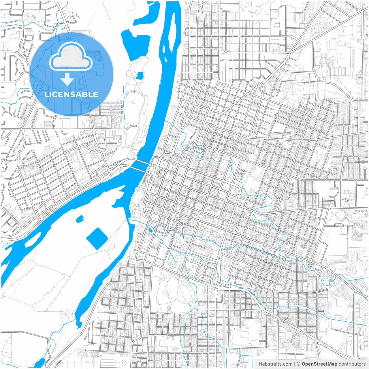 Salem, Oregon, United States, city map with high resolution roads.