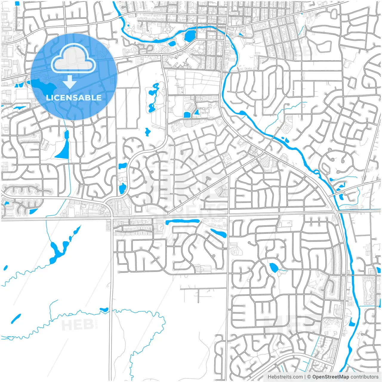Naperville, Illinois, United States, city map with high resolution roads.