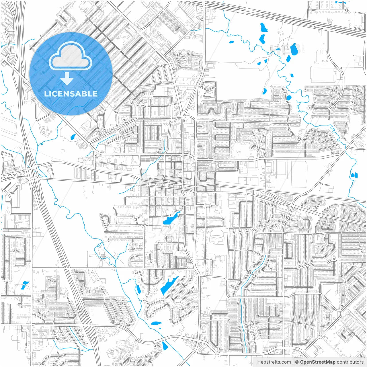 Mesquite, Texas, United States, city map with high resolution roads.