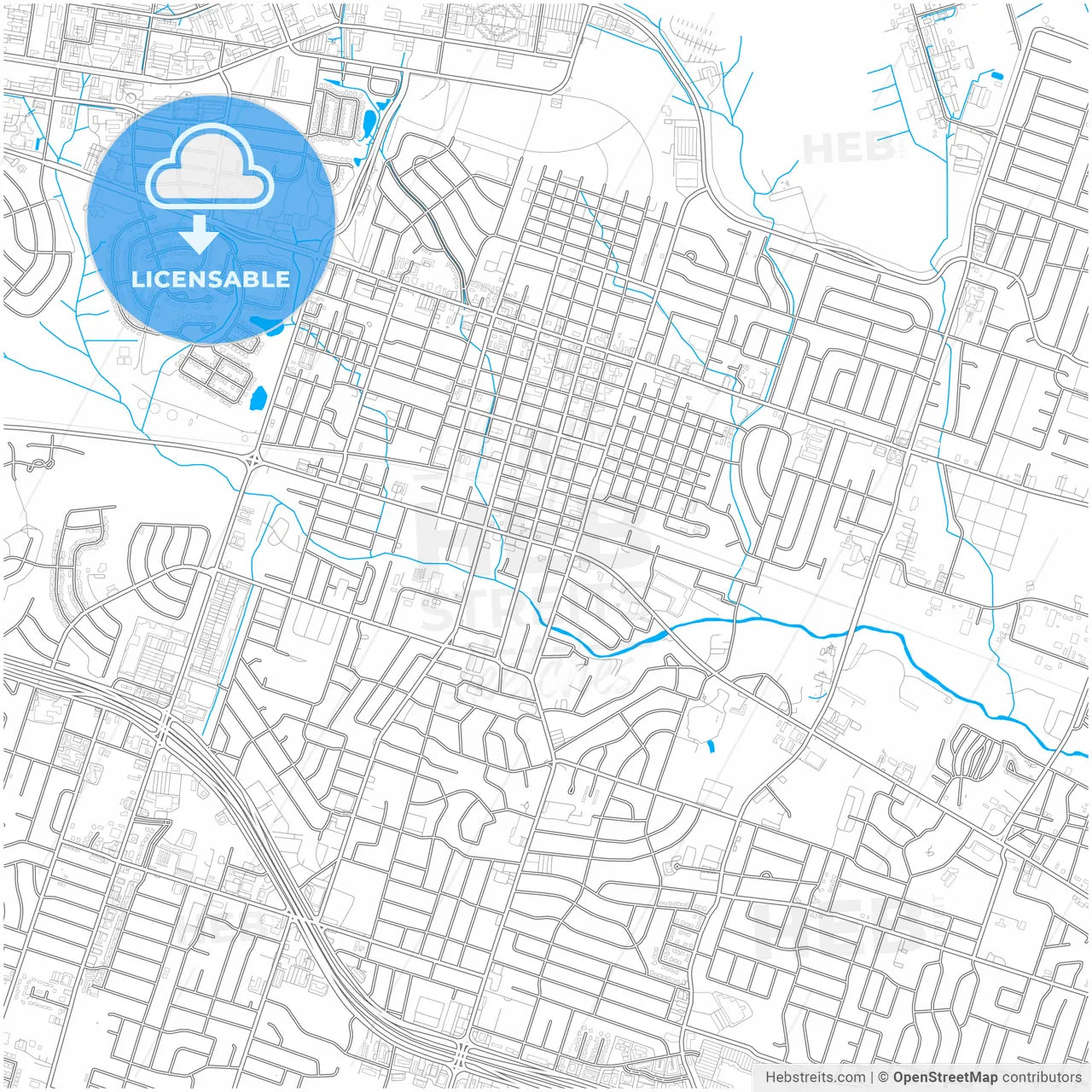 Killeen, Texas, United States, city map with high resolution roads.