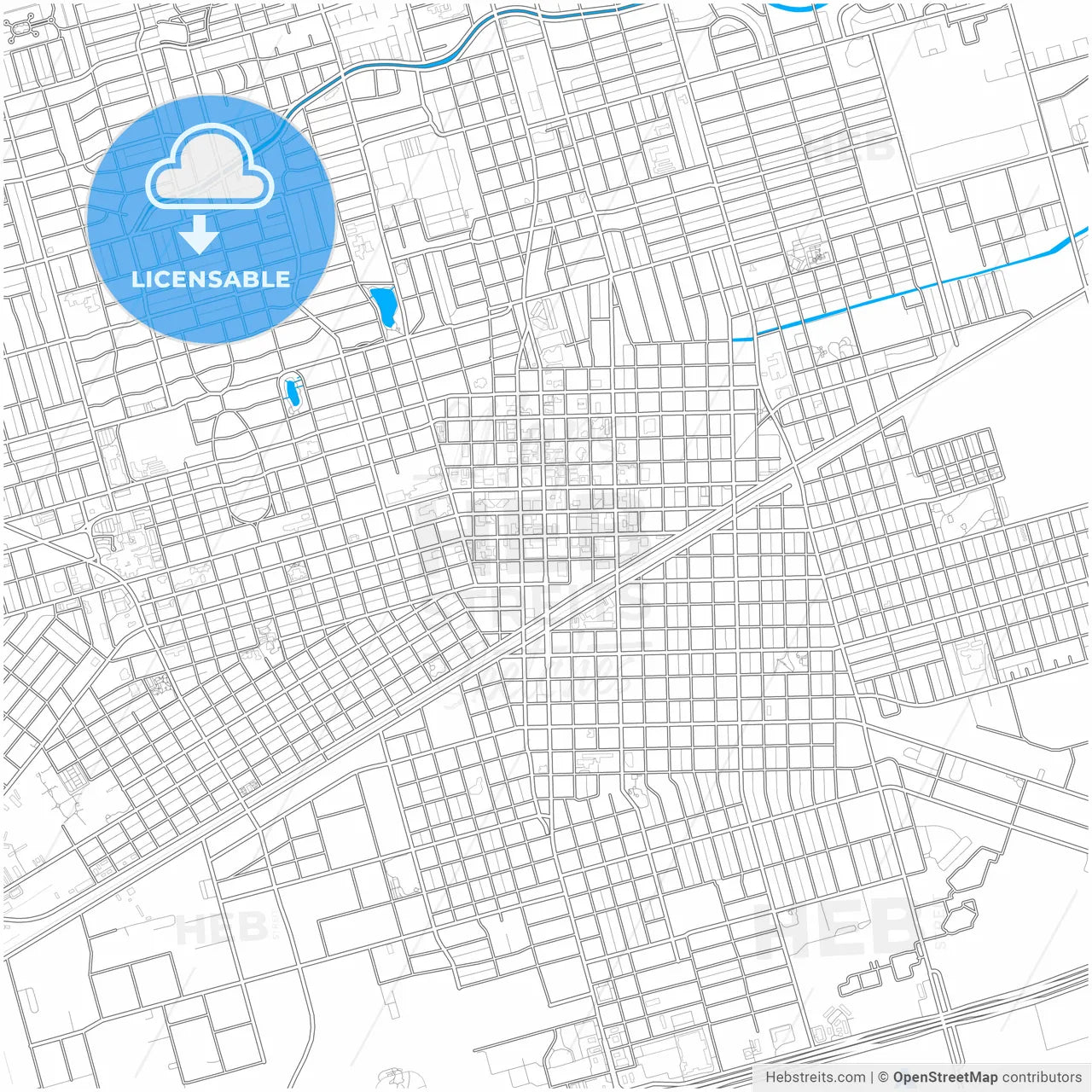 Midland, Texas, United States, city map with high resolution roads.