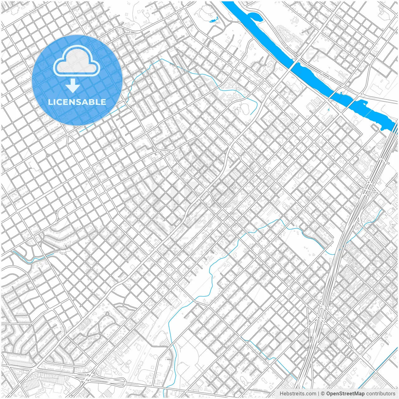 Waco, Texas, United States, city map with high resolution roads.