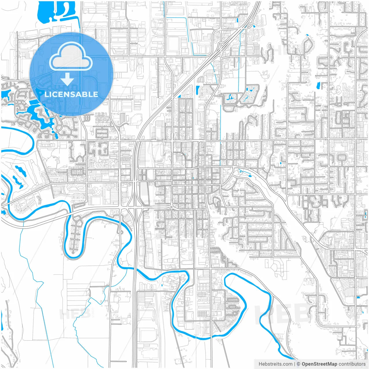 Kent, Washington, United States, city map with high resolution roads.