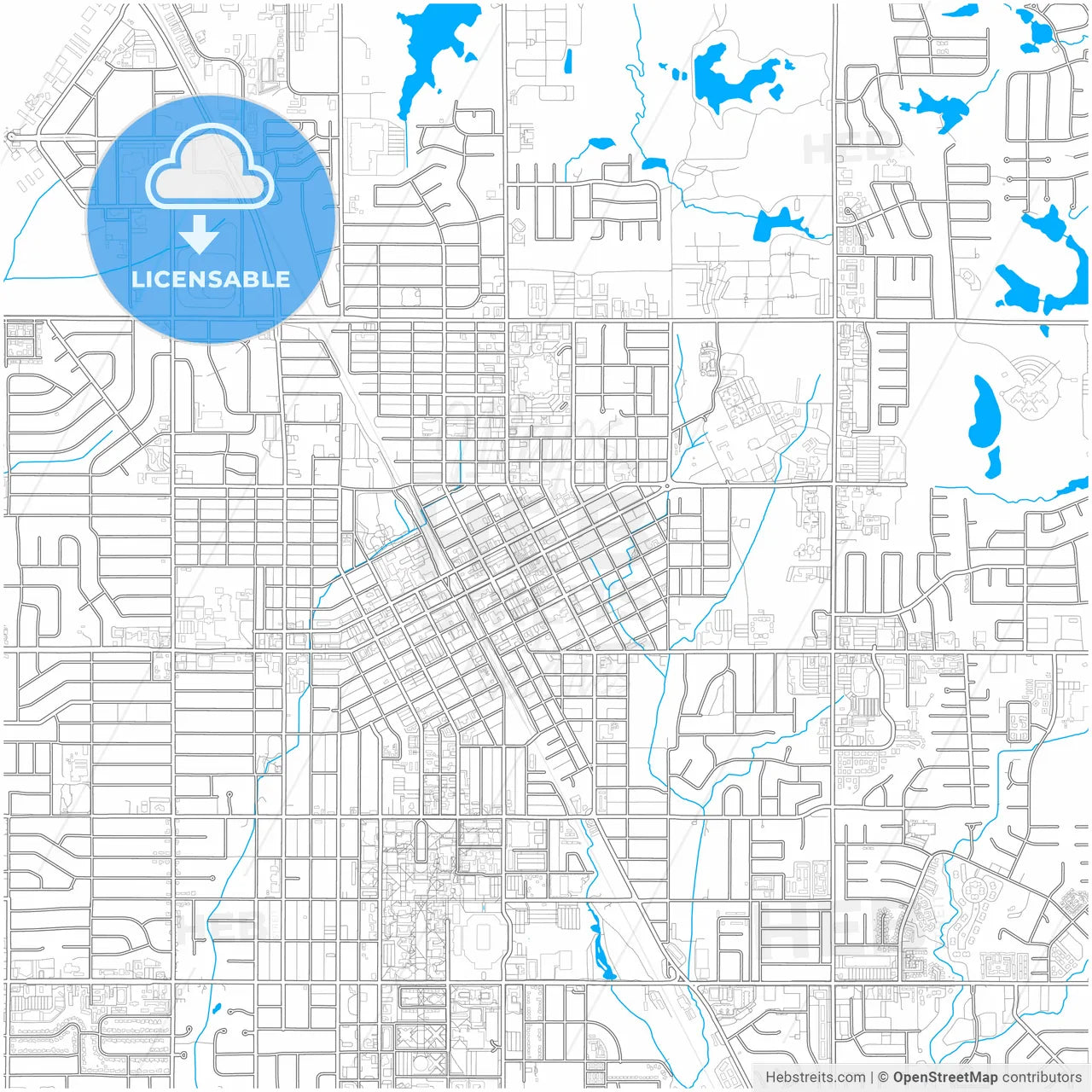 Norman, Oklahoma, United States, city map with high resolution roads.