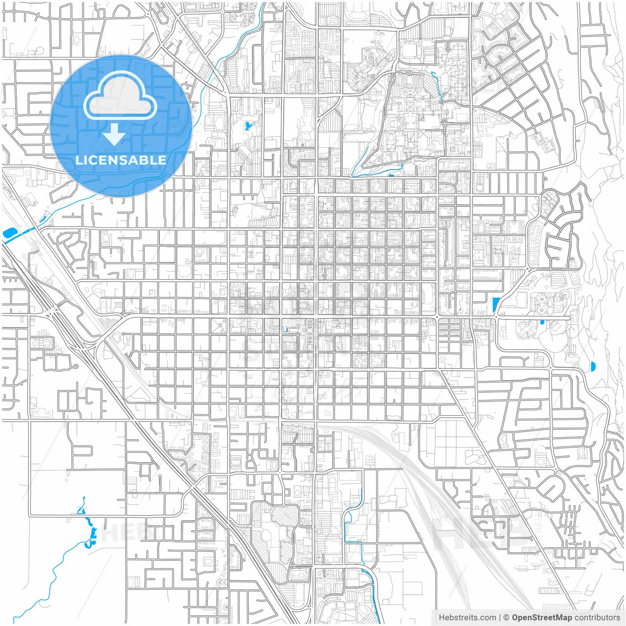 Provo, Utah, United States, city map with high resolution roads.